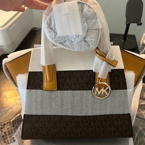 Michael Kors Avril Small Top Zip Leather Satchel